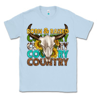Dusty Blue born and raised country western Classic Tee - texasbilliewilder