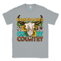 Heather Grey born and raised country western Classic Tee - texasbilliewilder