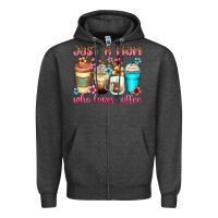 Charcoal Heather just a mom who loves coffee Zipper Hoodie - Zillion Design Studio