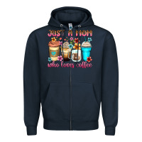 Navy just a mom who loves coffee Zipper Hoodie - Zillion Design Studio