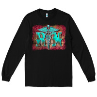 Black registered medical symbol nurse background Long Sleeve Tee - BarkalooDesign