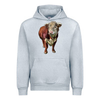 Heather Grey hereford bull face Urban Hoodie - LillyAllenDesigns