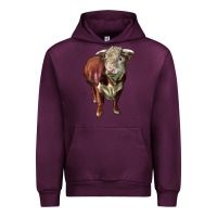 Mauve Wine hereford bull face Urban Hoodie - LillyAllenDesigns