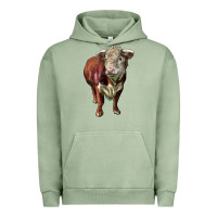 Pigment Oil Green hereford bull face Urban Hoodie - LillyAllenDesigns