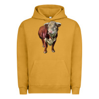 Pigment Peanut Butter hereford bull face Urban Hoodie - LillyAllenDesigns