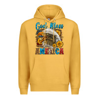 Mustard God Bless America Premium Hoodie - LillyAllenDesigns