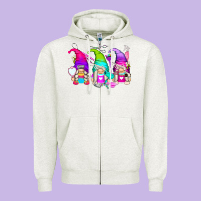 Hair Styles Gnomes Zipper Hoodie Designed By Zillion Design Studio