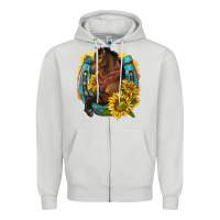 Dove Grey western horse with horseshoe Zipper Hoodie - texasbilliewilder