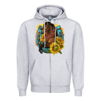 Heather Grey western horse with horseshoe Zipper Hoodie - texasbilliewilder