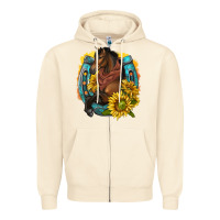 Sandshell western horse with horseshoe Zipper Hoodie - texasbilliewilder
