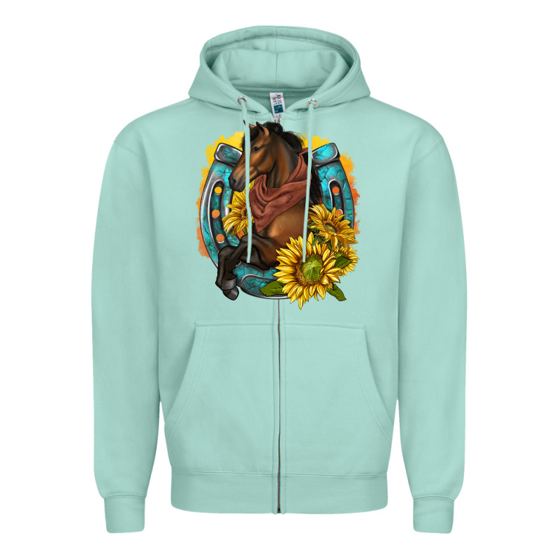 Western Horse With Horseshoe Zipper Hoodie by texasbilliewilder | Teevron
