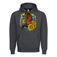 Smoke western horse with horseshoe Zipper Hoodie - texasbilliewilder