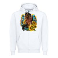White western horse with horseshoe Zipper Hoodie - texasbilliewilder