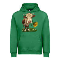 Emerald hereford heifer with sunflower Urban Hoodie - LillyAllenDesigns