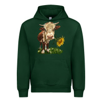 Forest Green hereford heifer with sunflower Urban Hoodie - LillyAllenDesigns