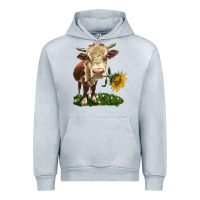 Heather Grey hereford heifer with sunflower Urban Hoodie - LillyAllenDesigns