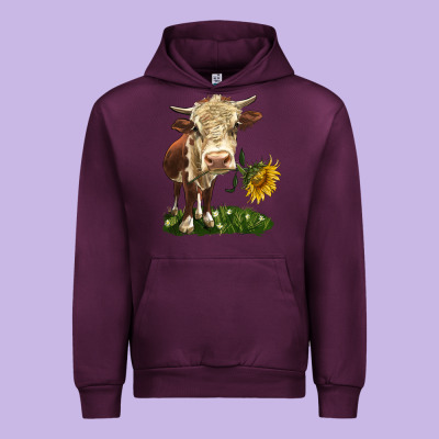Hereford Heifer With Sunflower Urban Hoodie Designed By Lillyallendesigns