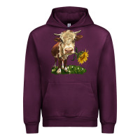 Mauve Wine hereford heifer with sunflower Urban Hoodie - LillyAllenDesigns