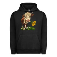 Pigment Black hereford heifer with sunflower Urban Hoodie - LillyAllenDesigns