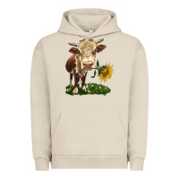 Pigment French Oak hereford heifer with sunflower Urban Hoodie - LillyAllenDesigns
