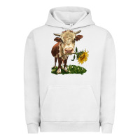 Pigment Lunar Rock hereford heifer with sunflower Urban Hoodie - LillyAllenDesigns