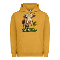 Pigment Peanut Butter hereford heifer with sunflower Urban Hoodie - LillyAllenDesigns