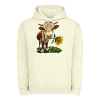 Pigment Pistachio hereford heifer with sunflower Urban Hoodie - LillyAllenDesigns
