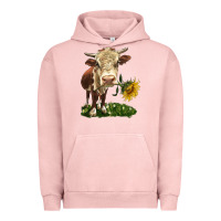 Pigment Salmon hereford heifer with sunflower Urban Hoodie - LillyAllenDesigns