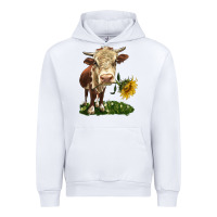 White hereford heifer with sunflower Urban Hoodie - LillyAllenDesigns