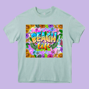 Beach Life Heavy Core Tee Designed By Cowhidedigitalart