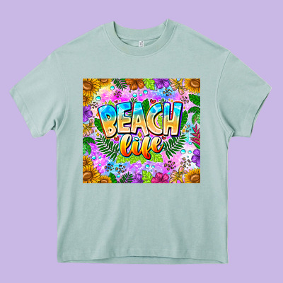 Beach Life Heavy Core Tee Designed By Cowhidedigitalart