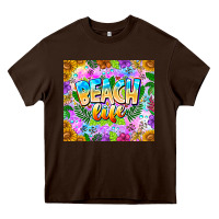 Chocolate Brown Beach Life Heavy Core Tee - CowhideDigitalArt