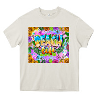 Cream Beach Life Heavy Core Tee - CowhideDigitalArt