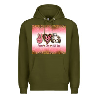 Army Green peace love shih tzu Premium Hoodie - Jasminsmagicworld