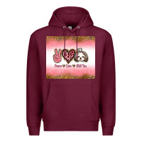 Burgundy peace love shih tzu Premium Hoodie - Jasminsmagicworld