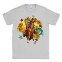 Moon Dust bucking horse with cowboy and sunflower Classic Tee - texasbilliewilder