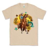 Mushroom bucking horse with cowboy and sunflower Classic Tee - texasbilliewilder