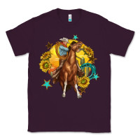 Plum bucking horse with cowboy and sunflower Classic Tee - texasbilliewilder