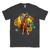Smoke bucking horse with cowboy and sunflower Classic Tee - texasbilliewilder