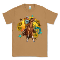 Toasted Coconut bucking horse with cowboy and sunflower Classic Tee - texasbilliewilder