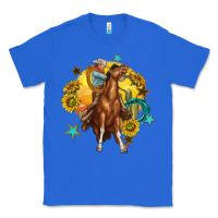 True Royal bucking horse with cowboy and sunflower Classic Tee - texasbilliewilder