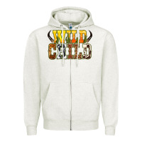 Oatmeal Heather Western wild child Zipper Hoodie - texasbilliewilder
