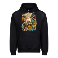 Black Hereford heifer with sunflower and leopard Urban Hoodie - LillyAllenDesigns