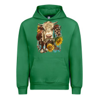 Emerald Hereford heifer with sunflower and leopard Urban Hoodie - LillyAllenDesigns