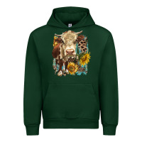 Forest Green Hereford heifer with sunflower and leopard Urban Hoodie - LillyAllenDesigns
