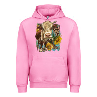 Fuchsia Pink Hereford heifer with sunflower and leopard Urban Hoodie - LillyAllenDesigns