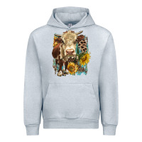 Heather Grey Hereford heifer with sunflower and leopard Urban Hoodie - LillyAllenDesigns