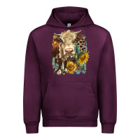 Mauve Wine Hereford heifer with sunflower and leopard Urban Hoodie - LillyAllenDesigns