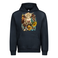 Navy Hereford heifer with sunflower and leopard Urban Hoodie - LillyAllenDesigns