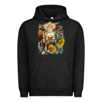 Pigment Black Hereford heifer with sunflower and leopard Urban Hoodie - LillyAllenDesigns